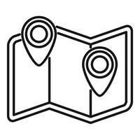 Location pins showing on folded paper map vector