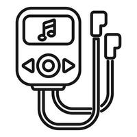 Portable music player connecting with earphones line icon vector