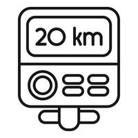 Bike computer showing twenty kilometers icon thin line vector