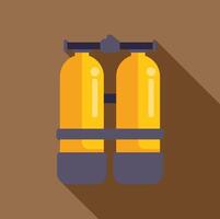 Yellow oxygen tanks for diving with long shadow vector
