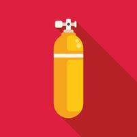 Yellow oxygen tank with valve on red background vector