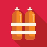 Two oxygen tanks with white straps for diving in flat design vector