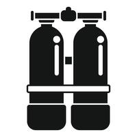 Double scuba tank with oxygen for diving in simple style vector