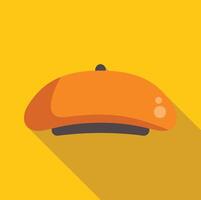 Orange french beret casting long shadow on yellow background vector