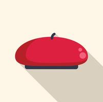 Red french beret with long shadow on white background vector