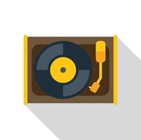 Vinyl record player playing music from top view vector