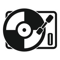 Vinyl record player playing music icon, simple style vector