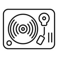 Vinyl record player playing music from top view icon vector