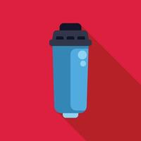 Water filter cartridge purifying drinking water with long shadow on red background vector