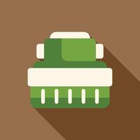 Green combine harvester harvesting wheat field icon with long shadow vector