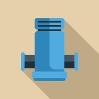 Blue water pipe section connecting with two pipes flat design icon with long shadow vector