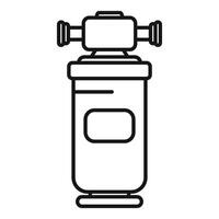 Water filter cartridge replacing old used filter in plumbing system line icon style vector