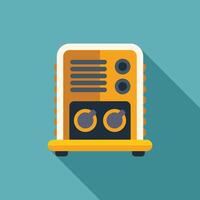 Vintage radio receiver broadcasting music with long shadow vector