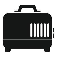 Closed plastic pet carrier for animals transportation silhouette icon vector