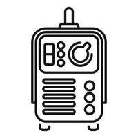 Inverter welding machine with control panel displaying current settings icon vector