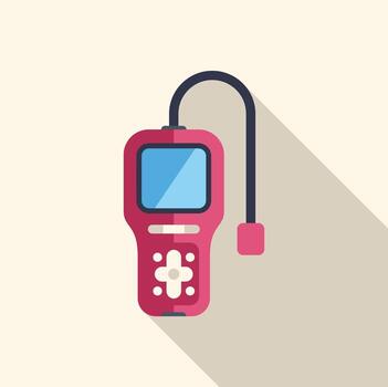 Electronic device showing blank screen with buttons and cable vector