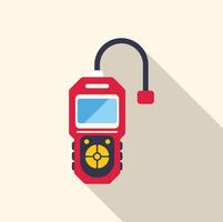 Red electronic device with screen and buttons showing long shadow vector