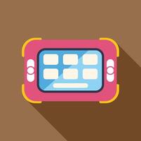 Pink tablet computer with blank screen displaying apps on brown background vector