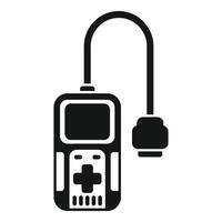 Portable game console connecting to tv via cable icon vector