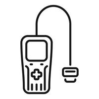 Portable gaming console with controller connecting using cable line icon vector