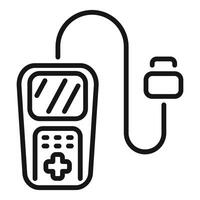 Glucometer device measuring blood sugar level icon vector