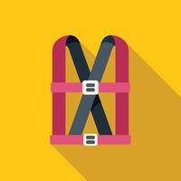 Pink safety harness for working at height with long shadow vector
