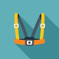 Action camera chest mount harness with long shadow on turquoise background vector