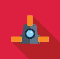 Headlamp icon with long shadow on red background vector