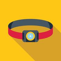 Red headlamp for working or exploring in the dark with yellow background vector