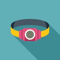 Headlamp flashlight with elastic headband for attaching to head vector