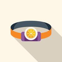 Headlamp with elastic strap icon in flat style vector