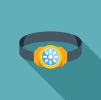 Headlamp with elastic headband for attaching to head vector