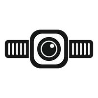 Action camera showing lens and side mount in simple style vector
