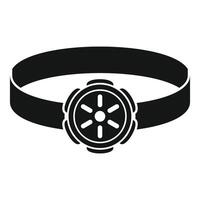 Headlamp flashlight for working in the dark showing light beam vector