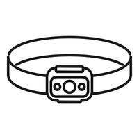Headlamp with elastic headband for attaching to head vector