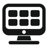 Computer monitor displaying nine blank windows icon vector