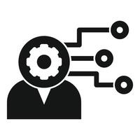 Businessman thinking about work flow optimization with gear in his head icon vector