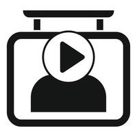 Video player with play button over user icon showing streaming platform vector