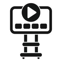Interactive digital signage displaying video content with play button icon vector