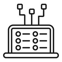 Laptop showing blockchain technology with multiple connections vector