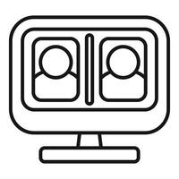 Computer screen showing two people having a video call vector