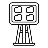 Scoreboard with four empty cells displaying results on tripod vector