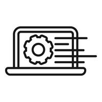 Laptop showing working processing system with rotating gear vector