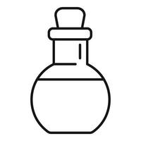 Round bottom flask with cork stopper containing chemical solution vector