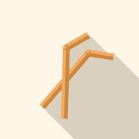 Two biodegradable paper drinking straws crossing with long shadow vector