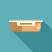 Plastic food container with lid flat design icon with side shadow vector