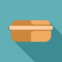 Closed cardboard food box with long shadow on turquoise background vector