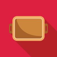 Empty baking tray casting long shadow on pink background vector