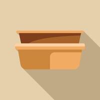 Empty food container with brown lid open on table vector