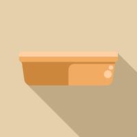 Empty plastic food container with closed lid is lying on side vector